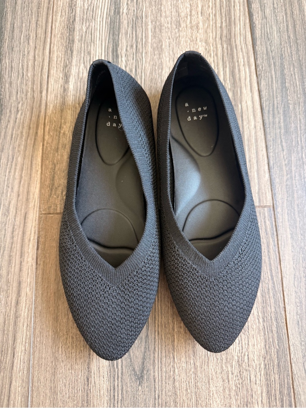 a new day Black Knit Pointed-Toe Slip-On Flats